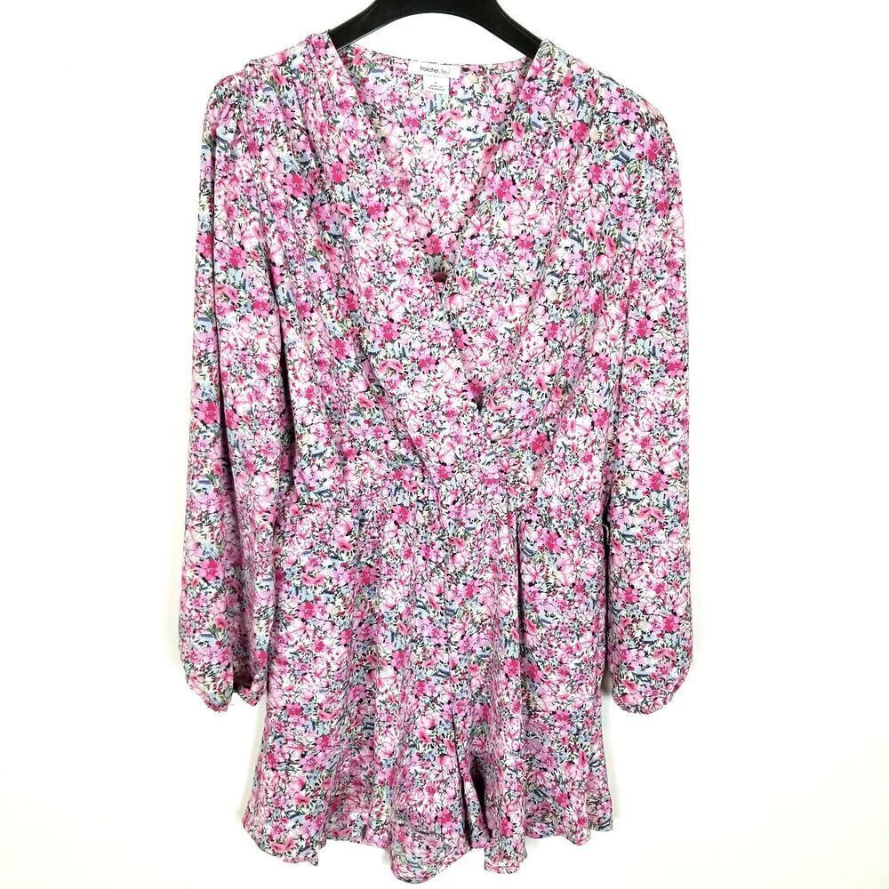 Fraiche‎ by J Women Penelope Flair Romper  Size L Floral Long sleeve Summer